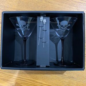 Skeleton Halloween margarita glasses black